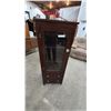 Image 1 : Dark Wood Display Cabinet with Glass Door and Two Drawers. 52”×20”×16”