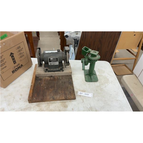 Bench Grinder Works Well and Vintage Cast Iron Ratcheting Screw Jack
