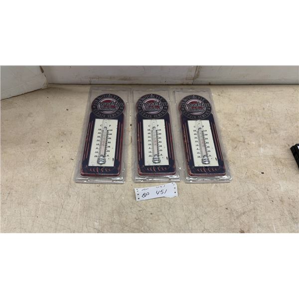 Three Brooklyn Riders Motorcycle Repair Service 1976 Vintage-Style Wall Thermometers, 11 1/2”