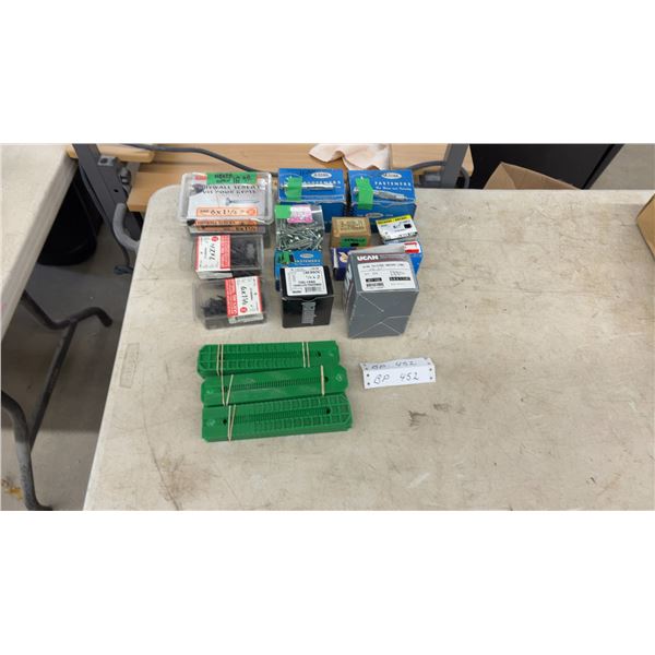16 Pc Fasteners, Lag Bolts, Screws, Plastic Shims