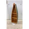 Image 1 : Wooden Boat-Shaped Decorative Shelf Unit With Three Shelves, 29 × 6 × 9 1/4”