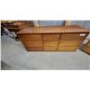 Image 2 : Pair of Mid-Century Modern Nine-Drawer Teak Dressers with Integrated Pulls 24”×58”×18”