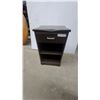 Image 1 : Dark Brown Wood Nightstand with Drawer and Two Shelves 26”×16”×14”