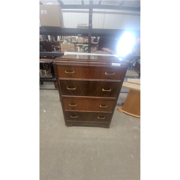 Art Deco Five-Drawer Dresser with Brass Pulls 47”×32”×19”