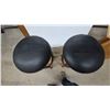 Image 4 : Pair of Black Faux Leather and Wood Bar Stools with Brass Nailhead Trim