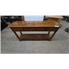 Image 1 : Oak Console Table with Drawer and Cane Shelf. 26”×52”×15”