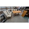 Image 1 : Dining Table with Geometric Veneer, Double Pedestal, and 6 Chairs