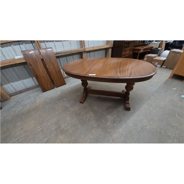Oak Oval Dining Table and Two Leaves