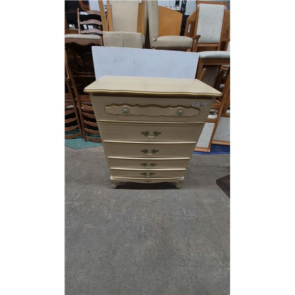 French Provincial Style 5-Drawer Chest of Drawers. 40”×30”×16”