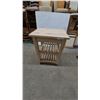 Image 1 : Butcher Block Kitchen Island Cart with Two Slatted Shelves and Casters. 33”×24”×20”