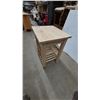 Image 2 : Butcher Block Kitchen Island Cart with Two Slatted Shelves and Casters. 33”×24”×20”