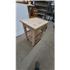 Image 4 : Butcher Block Kitchen Island Cart with Two Slatted Shelves and Casters. 33”×24”×20”