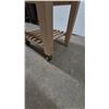 Image 5 : Butcher Block Kitchen Island Cart with Two Slatted Shelves and Casters. 33”×24”×20”