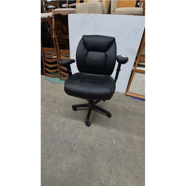 Black Leatherette Office Chair with Adjustable Arms and Base