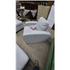 Image 5 : Gray Upholstered Armchair, Two Ottomans