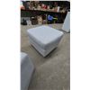Image 7 : Gray Upholstered Armchair, Two Ottomans
