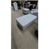 Image 9 : Gray Upholstered Armchair, Two Ottomans
