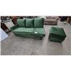 Image 1 : Green Velvet Sectional Sofa and Ottoman, 2 of 3 Pieces