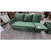 Image 2 : Green Velvet Sectional Sofa and Ottoman, 2 of 3 Pieces