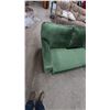 Image 4 : Green Velvet Sectional Sofa and Ottoman, 2 of 3 Pieces