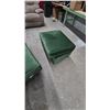 Image 6 : Green Velvet Sectional Sofa and Ottoman, 2 of 3 Pieces