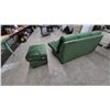 Image 7 : Green Velvet Sectional Sofa and Ottoman, 2 of 3 Pieces