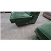Image 9 : Green Velvet Sectional Sofa and Ottoman, 2 of 3 Pieces