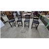 Image 1 : Set of Four Dark Wood and Black Faux Leather Counter Stools