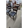 Image 2 : Set of Four Dark Wood and Black Faux Leather Counter Stools