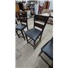 Image 3 : Set of Four Dark Wood and Black Faux Leather Counter Stools