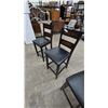 Image 4 : Set of Four Dark Wood and Black Faux Leather Counter Stools