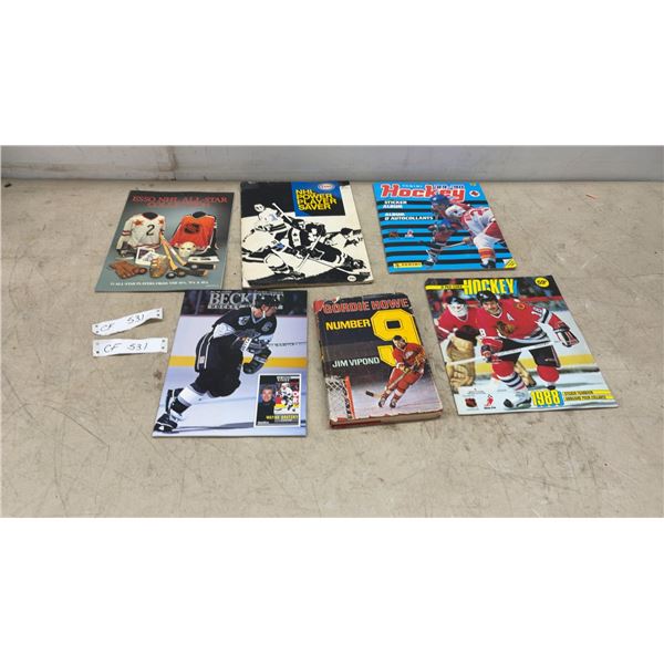 Vintage Hockey Memorabilia Including Gordie Howe Number 9 by Jim Vipond, Panini Sticker Album