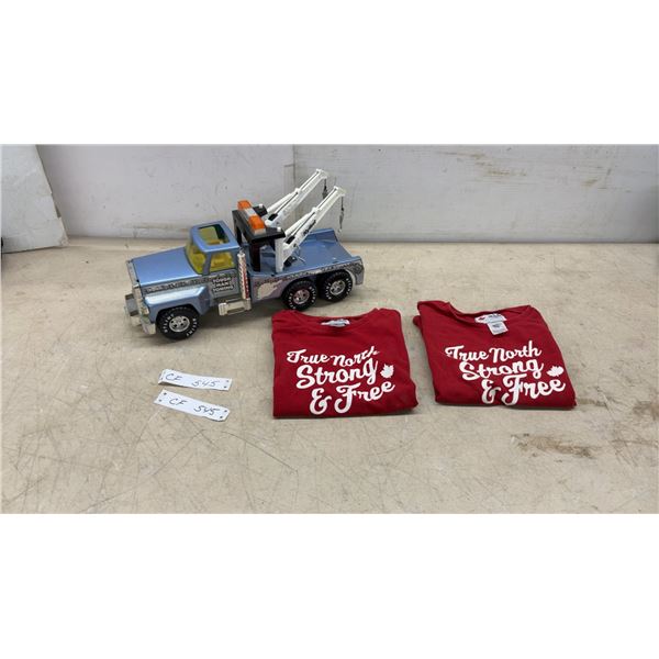 Nylint Tough Man Towing Classic LTD Pressed Steel Toy Tow Truck and 2 True North Strong T-Shirts