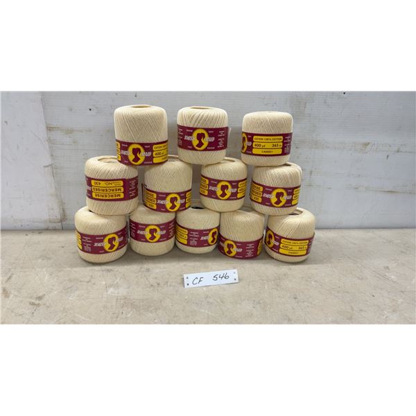 12 New South Maid Grand Teint Mercerized 100% Cotton Thread, 400 Yards, Cream, No. 430