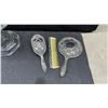 Image 2 : Vintage Silver-Plated Vanity Set, Beaded Purse, Ladies Hat, and Oil Lamp