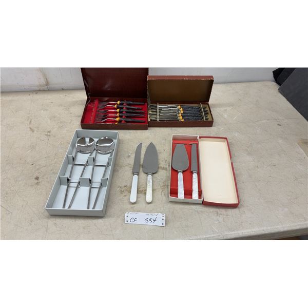 Sheffield Stainless Steel Cutlery Sets Including Cake Servers, Steak Set, Salad Servers