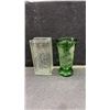 Image 6 : Royal Copenhagen Jule Aften Christmas Plates, Green Cut Glass Vase, Glass Swan