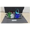 Image 1 : Orrefors Sweden Crystal Desk Clock, Ruby Glass Bird, Brandon 1910 Creamer and More on Mirror Tray