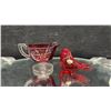 Image 2 : Orrefors Sweden Crystal Desk Clock, Ruby Glass Bird, Brandon 1910 Creamer and More on Mirror Tray