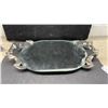 Image 4 : Orrefors Sweden Crystal Desk Clock, Ruby Glass Bird, Brandon 1910 Creamer and More on Mirror Tray