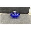 Image 6 : Orrefors Sweden Crystal Desk Clock, Ruby Glass Bird, Brandon 1910 Creamer and More on Mirror Tray