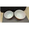 Image 5 : Carnival Glass Grape Bowl, Pyrex Golden Harvest Mixing Bowls, and White Casserole Dish