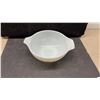 Image 7 : Carnival Glass Grape Bowl, Pyrex Golden Harvest Mixing Bowls, and White Casserole Dish