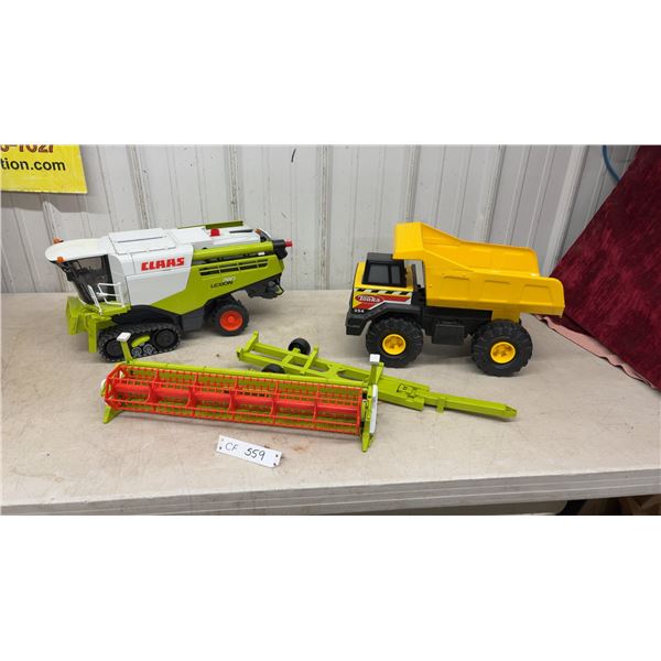 Bruder CLAAS Lexion 780 Terra Trac Combine with Header and Tonka Classics 354 Dump Truck