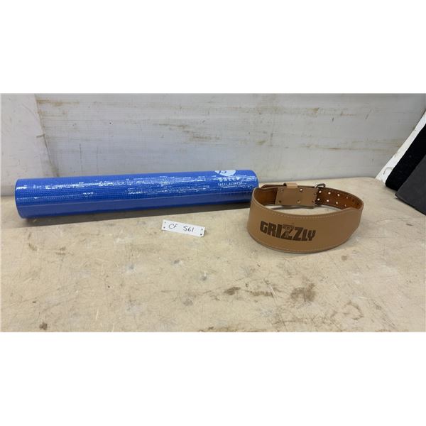 Grizzly Leather Weightlifting Belt and Bally Total Fitness Exercise Mat