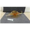 Image 1 : Mid-Century Amber and Orange Swirled Art Glass Sculptural Centerpiece Bowl, 4 1/2 × 16”