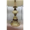Image 3 : Pair of Traditional Brass Style Table Lamps with Cream Accent Band and Pleated Shades, 28” High