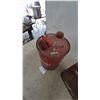 Image 3 : Two Vintage Gasoline Cans: Red Round "GASOLINE" Can and Red/White Jerry Can