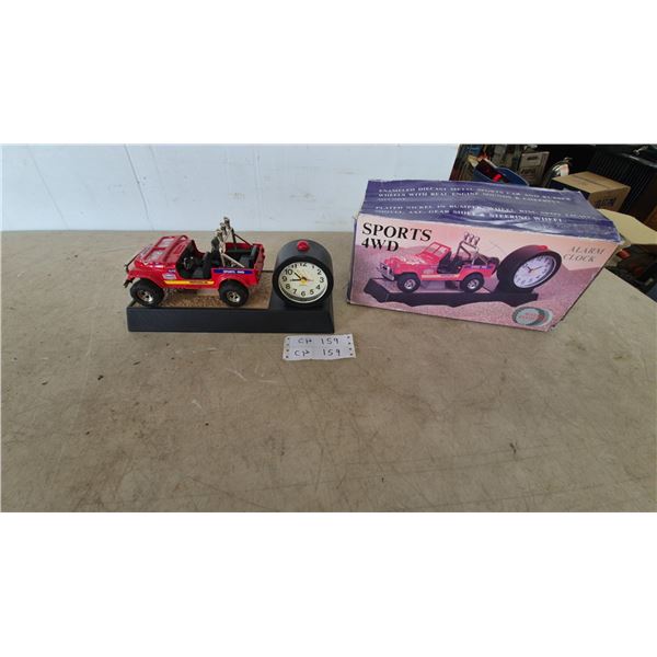 Sports 4WD Alarm Clock with Red Jeep Model and Original Box