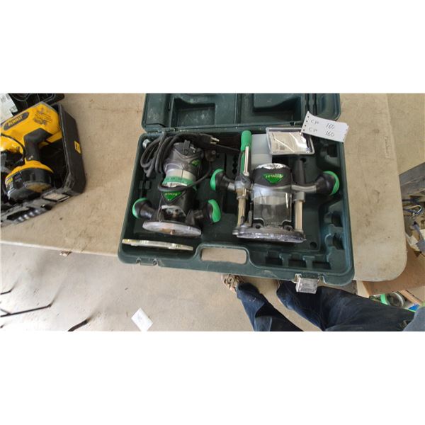 Hitachi M12VC Router Kit with Fixed and Plunge Bases, and Dewalt DCD771 Drill/Driver